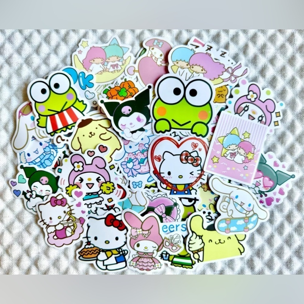 New Sanrio Hello Kitty & Friends Kawaii Waterproof Stickers Set of 50 - 2” x 2”